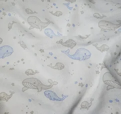 Plena 70x70 cm, tisk - modrá velryba