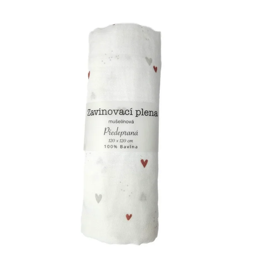 Plena zavinovací 120x120 cm, tisk - karamelová srdíčka