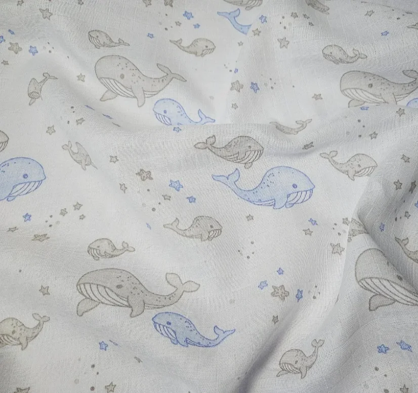 Plena 90x100 cm, tisk - modrá velryba
