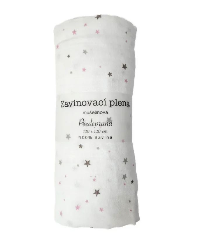 Plena zavinovací 120x120 cm, tisk - fialové hvězdy