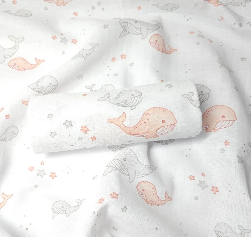 Plena 70x70 cm, tisk - velryba apricot