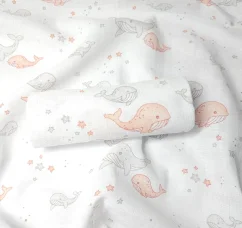 Plena 70x70 cm, tisk - velryba apricot