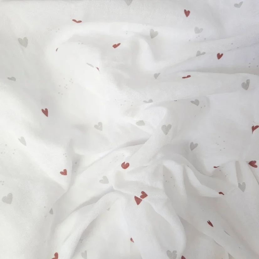 Plena mušelínová 70x70 cm karamelová srdíčka + méďa šíp