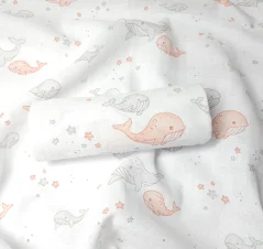 Plena 70x70 cm, tisk - velryba apricot